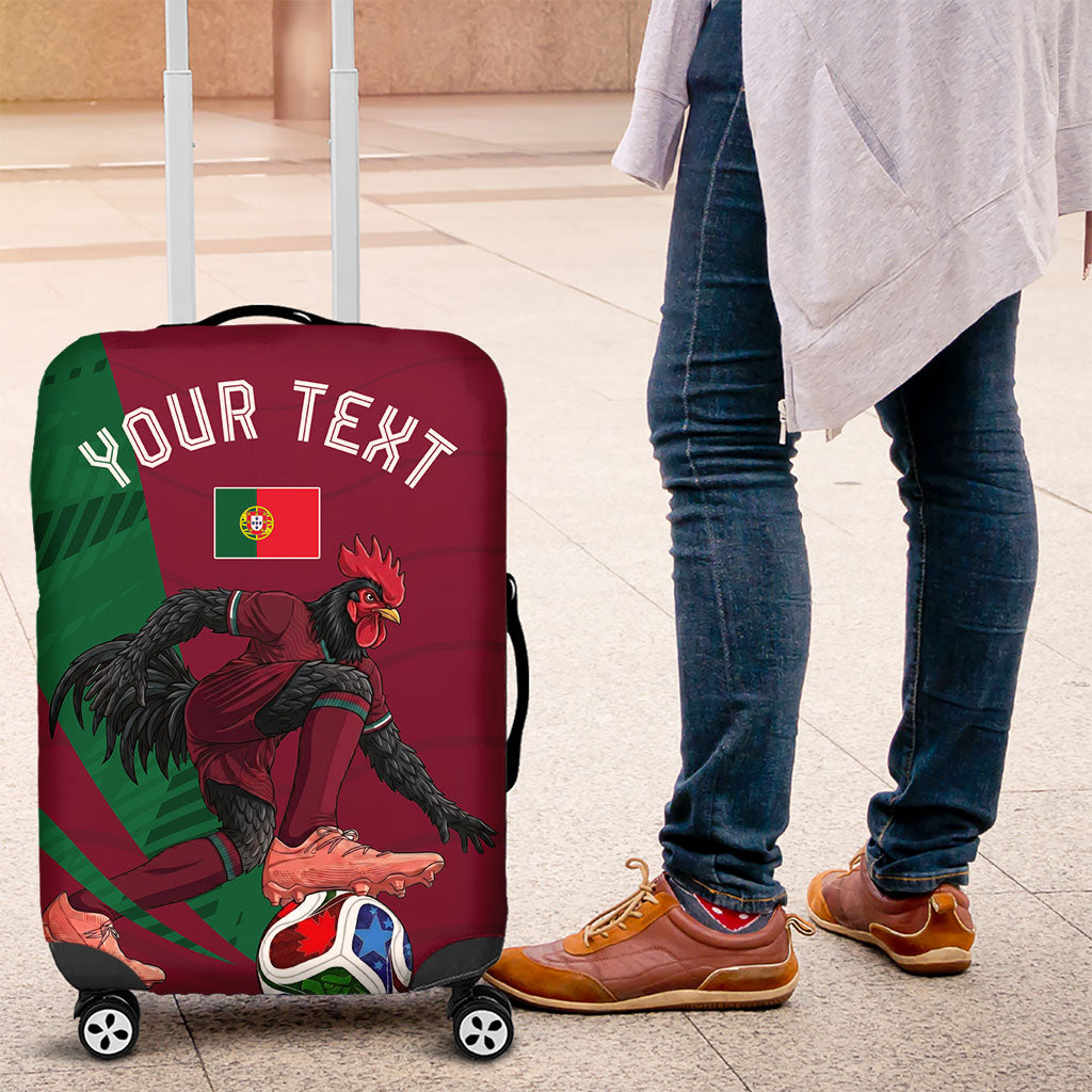 Personalized Portugal Football Selecao Das Quinas Luggage Cover Iconic Soccer Player Illustration With Portugal Flag