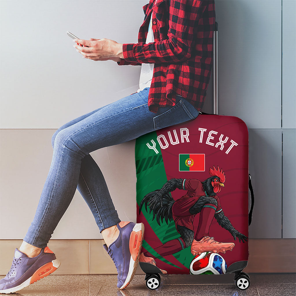 Personalized Portugal Football Selecao Das Quinas Luggage Cover Iconic Soccer Player Illustration With Portugal Flag