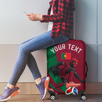 Personalized Portugal Football Selecao Das Quinas Luggage Cover Iconic Soccer Player Illustration With Portugal Flag