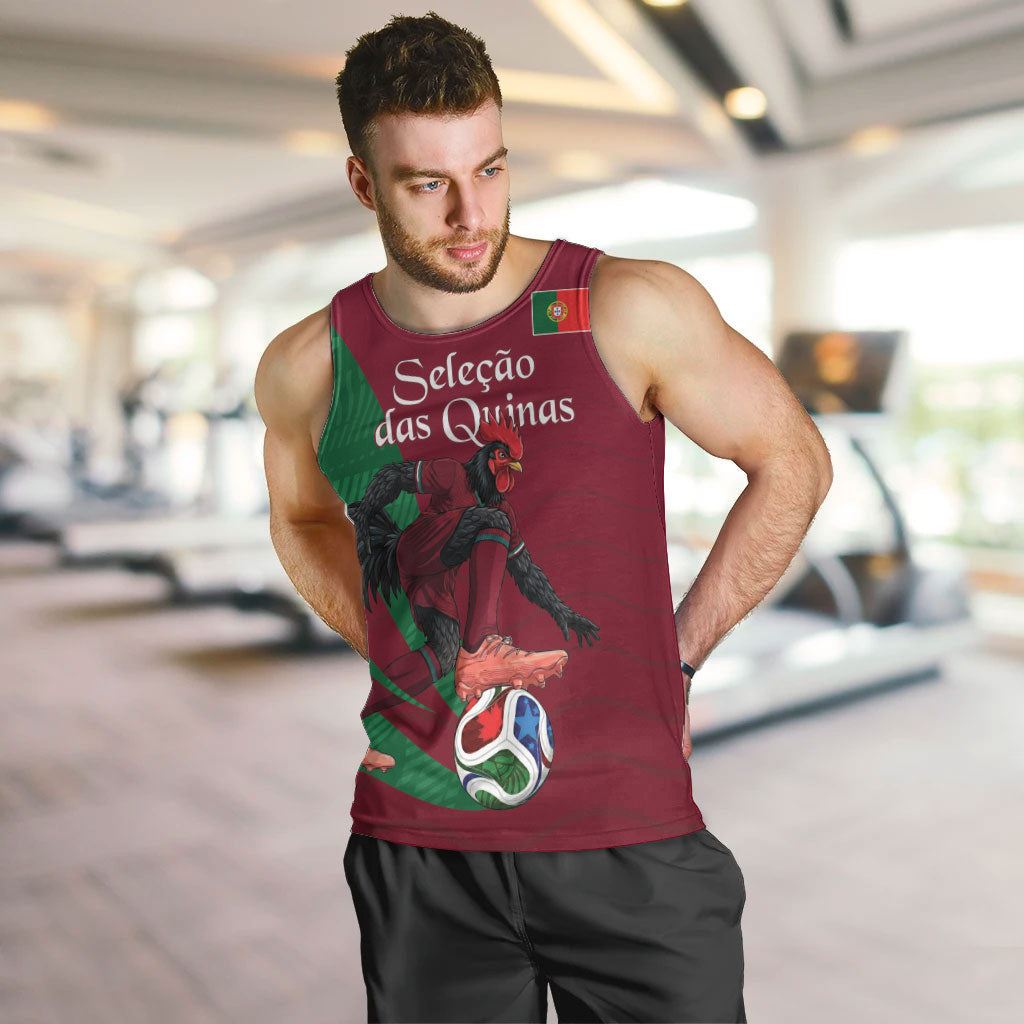 Personalized Portugal Football Selecao Das Quinas Men Tank Top Iconic Soccer Player Illustration With Portugal Flag