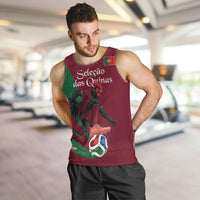 Personalized Portugal Football Selecao Das Quinas Men Tank Top Iconic Soccer Player Illustration With Portugal Flag