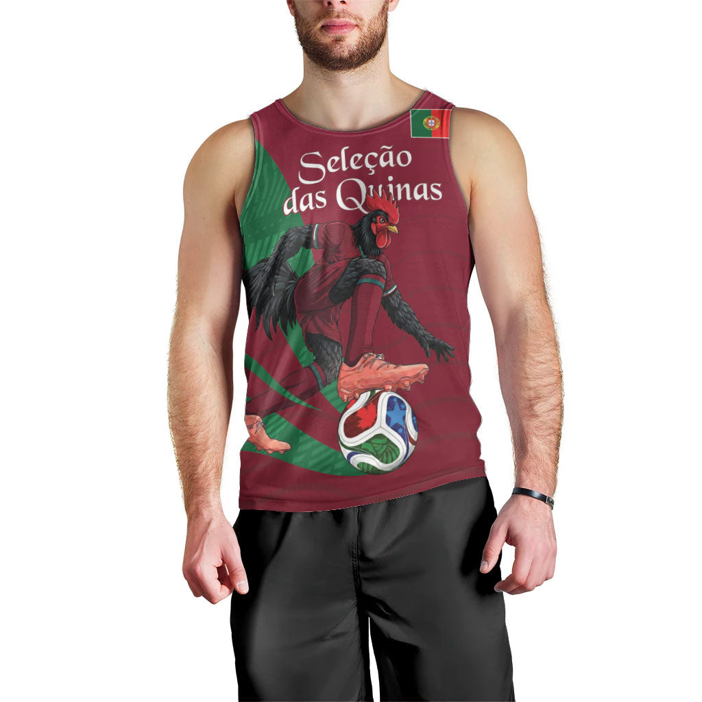 Personalized Portugal Football Selecao Das Quinas Men Tank Top Iconic Soccer Player Illustration With Portugal Flag