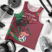 Personalized Portugal Football Selecao Das Quinas Men Tank Top Iconic Soccer Player Illustration With Portugal Flag
