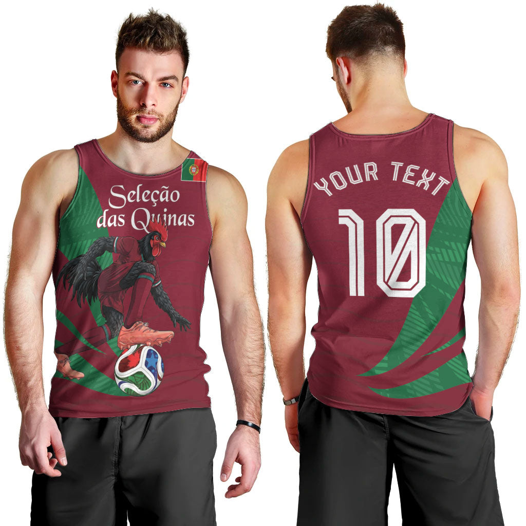 Personalized Portugal Football Selecao Das Quinas Men Tank Top Iconic Soccer Player Illustration With Portugal Flag