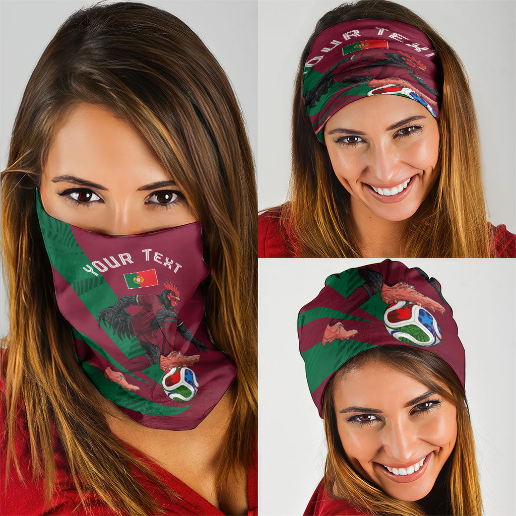Personalized Portugal Football Selecao Das Quinas Neck Gaiter Iconic Soccer Player Illustration With Portugal Flag