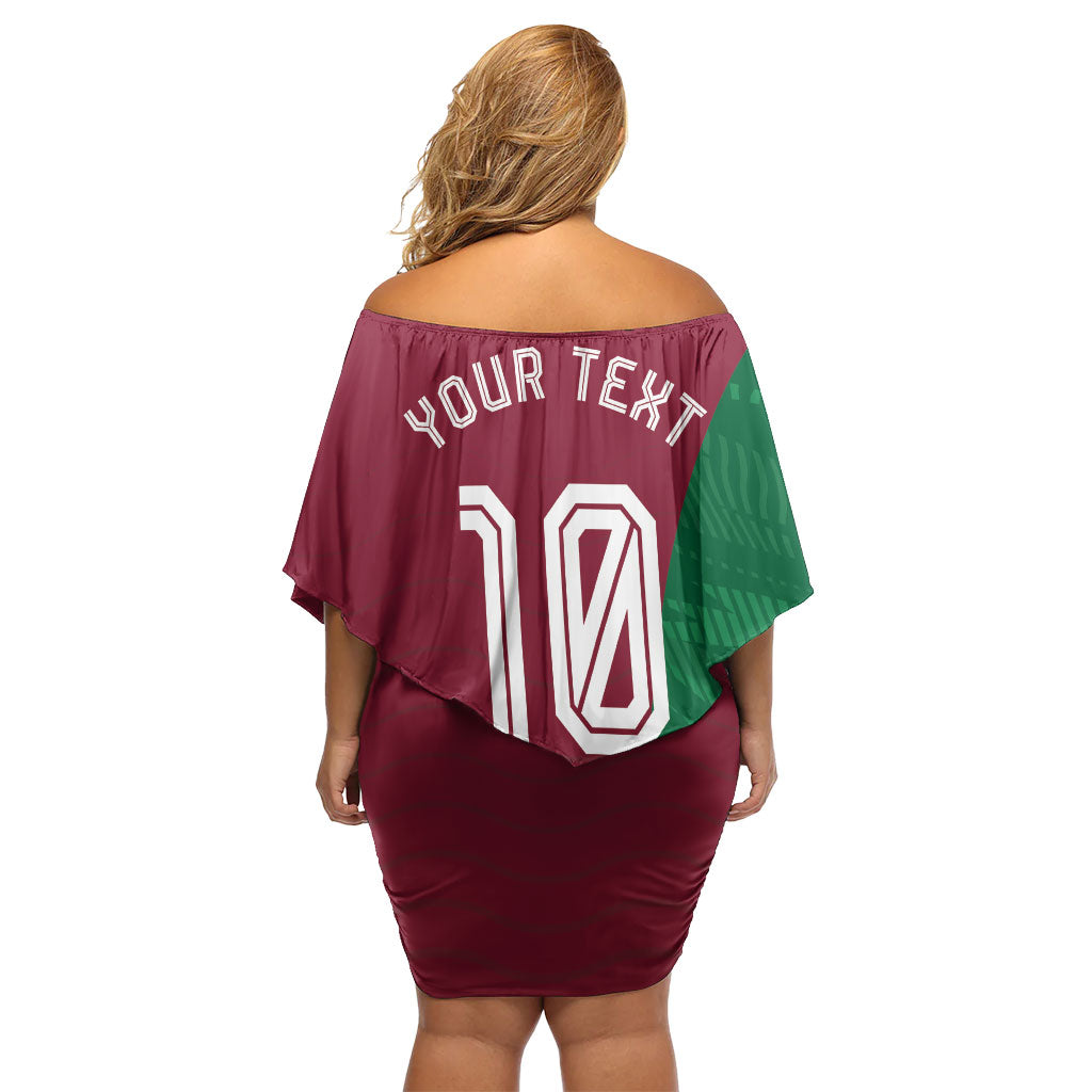 Personalized Portugal Football Selecao Das Quinas Off Shoulder Short Dress Iconic Soccer Player Illustration With Portugal Flag