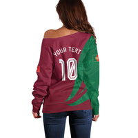 Personalized Portugal Football Selecao Das Quinas Off Shoulder Sweater Iconic Soccer Player Illustration With Portugal Flag