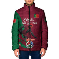 Personalized Portugal Football Selecao Das Quinas Padded Jacket Iconic Soccer Player Illustration With Portugal Flag