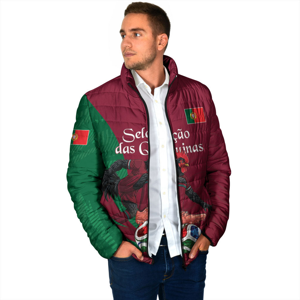 Personalized Portugal Football Selecao Das Quinas Padded Jacket Iconic Soccer Player Illustration With Portugal Flag