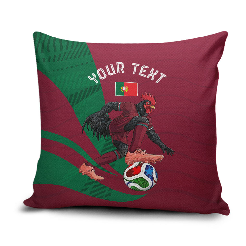Personalized Portugal Football Selecao Das Quinas Pillow Cover Iconic Soccer Player Illustration With Portugal Flag