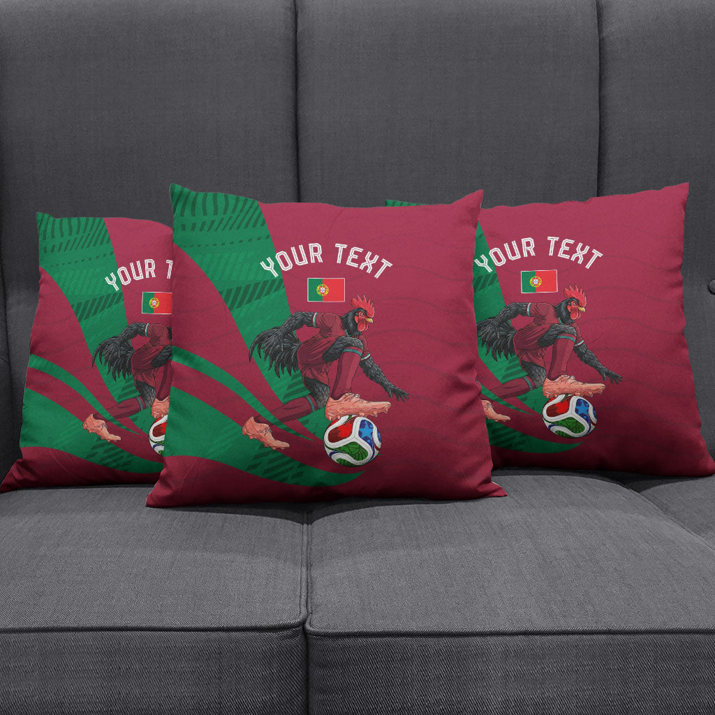 Personalized Portugal Football Selecao Das Quinas Pillow Cover Iconic Soccer Player Illustration With Portugal Flag
