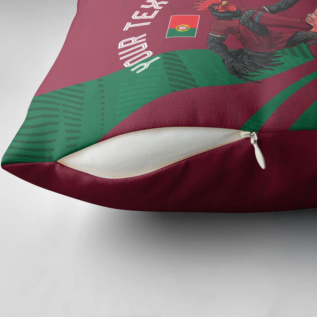 Personalized Portugal Football Selecao Das Quinas Pillow Cover Iconic Soccer Player Illustration With Portugal Flag