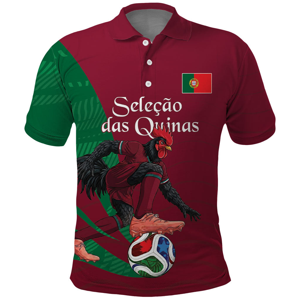 Personalized Portugal Football Selecao Das Quinas Polo Shirt Iconic Soccer Player Illustration With Portugal Flag