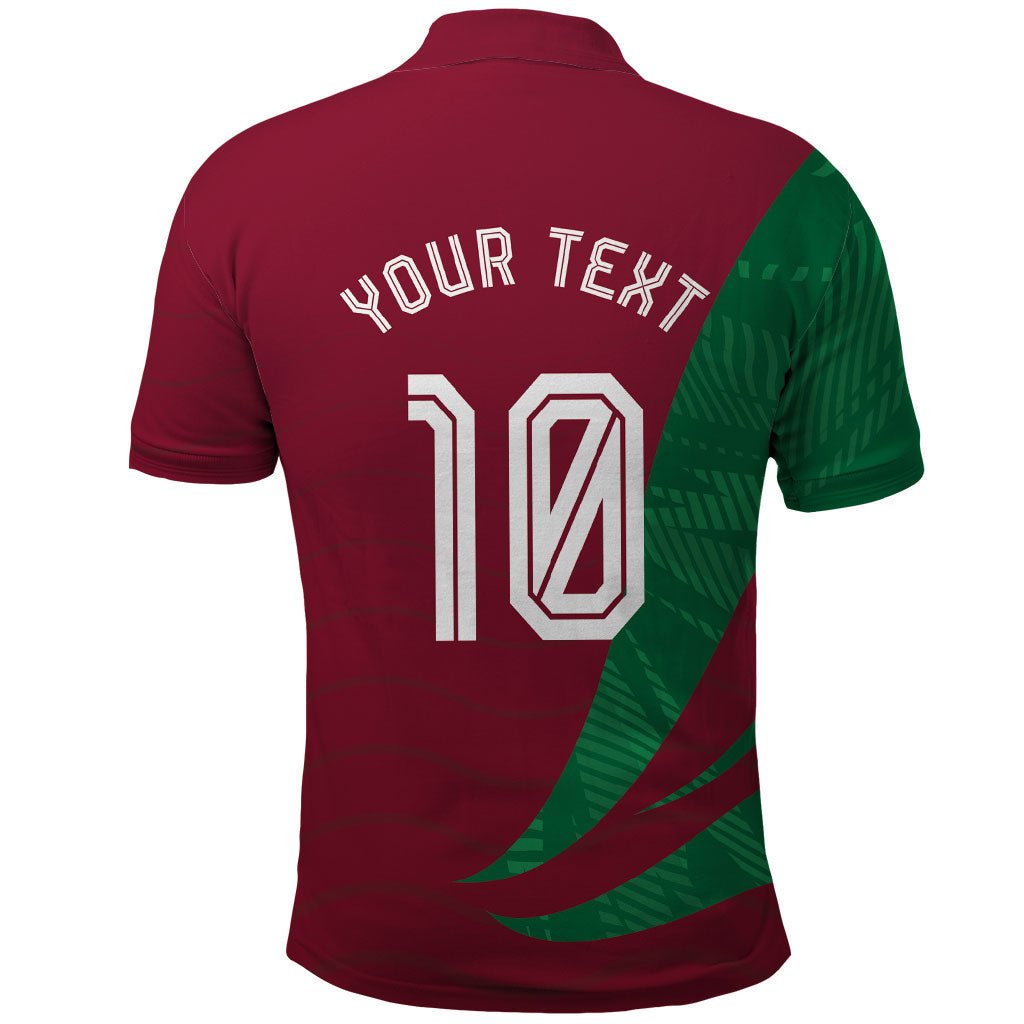 Personalized Portugal Football Selecao Das Quinas Polo Shirt Iconic Soccer Player Illustration With Portugal Flag