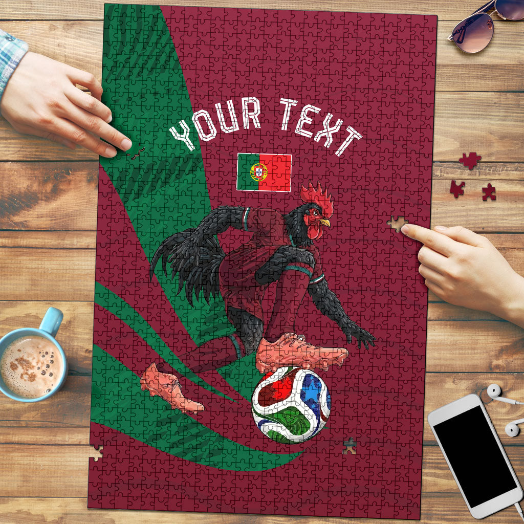 Personalized Portugal Football Selecao Das Quinas Puzzle Iconic Soccer Player Illustration With Portugal Flag