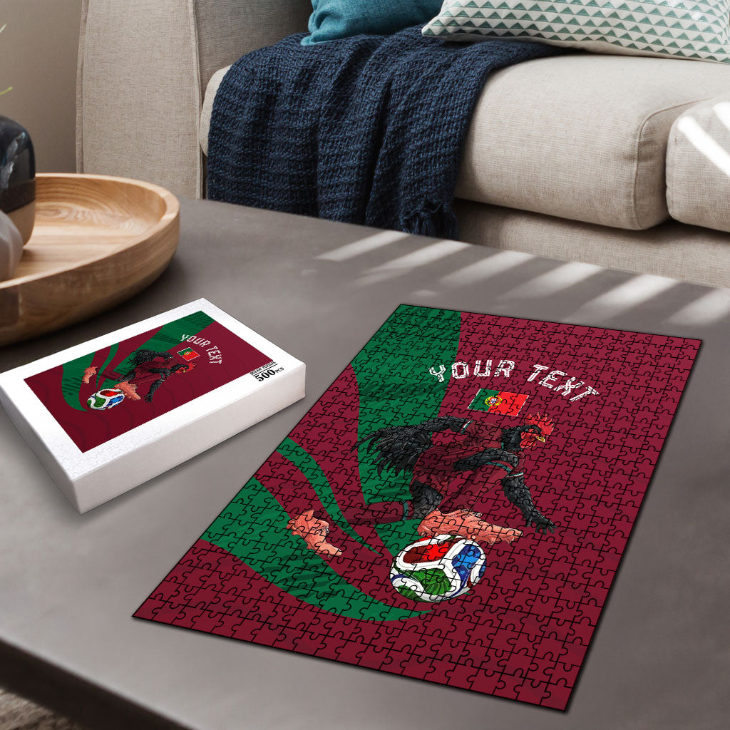 Personalized Portugal Football Selecao Das Quinas Puzzle Iconic Soccer Player Illustration With Portugal Flag
