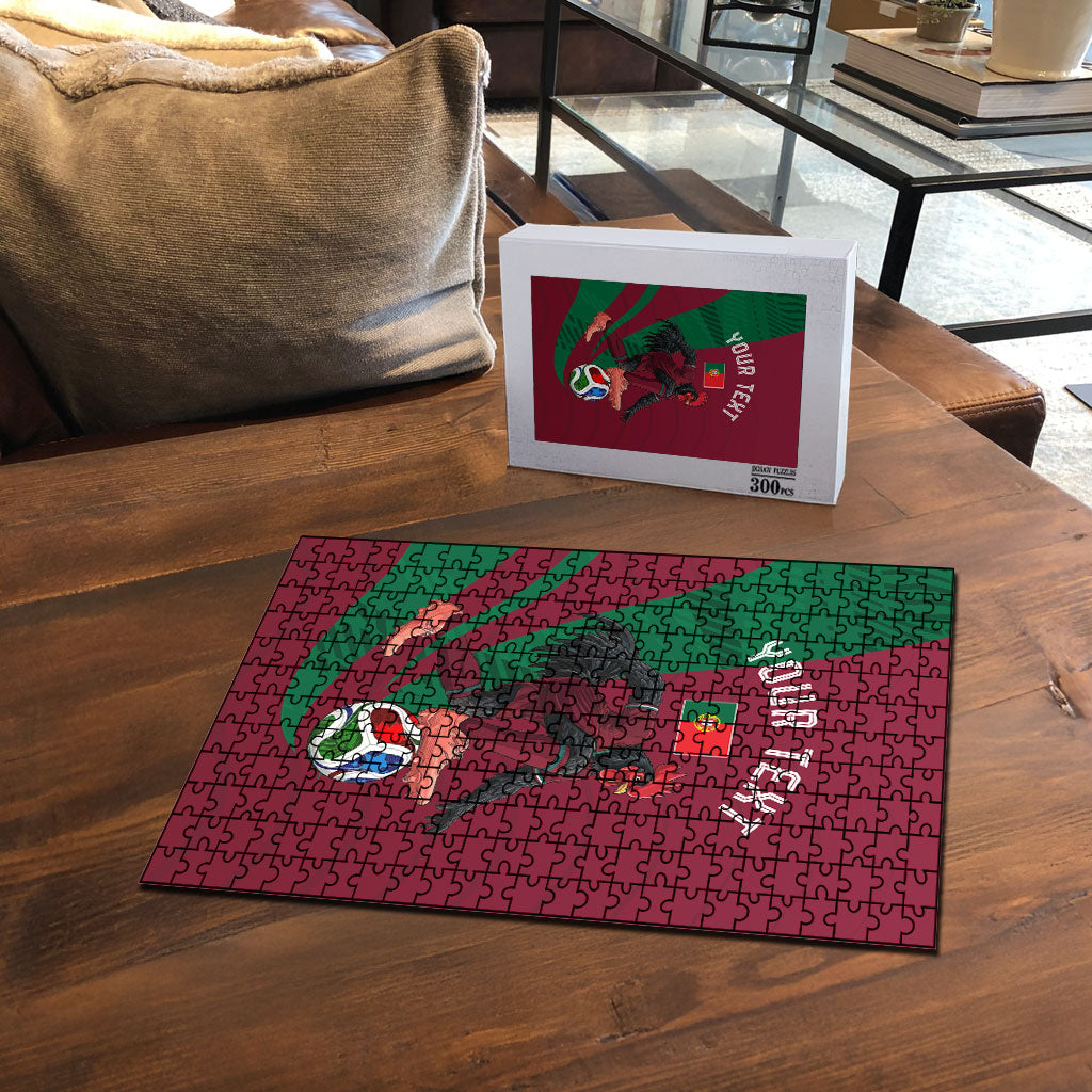 Personalized Portugal Football Selecao Das Quinas Puzzle Iconic Soccer Player Illustration With Portugal Flag