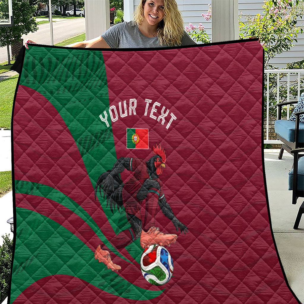 Personalized Portugal Football Selecao Das Quinas Quilt Iconic Soccer Player Illustration With Portugal Flag