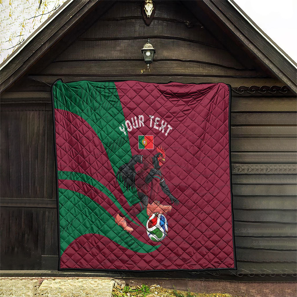 Personalized Portugal Football Selecao Das Quinas Quilt Iconic Soccer Player Illustration With Portugal Flag