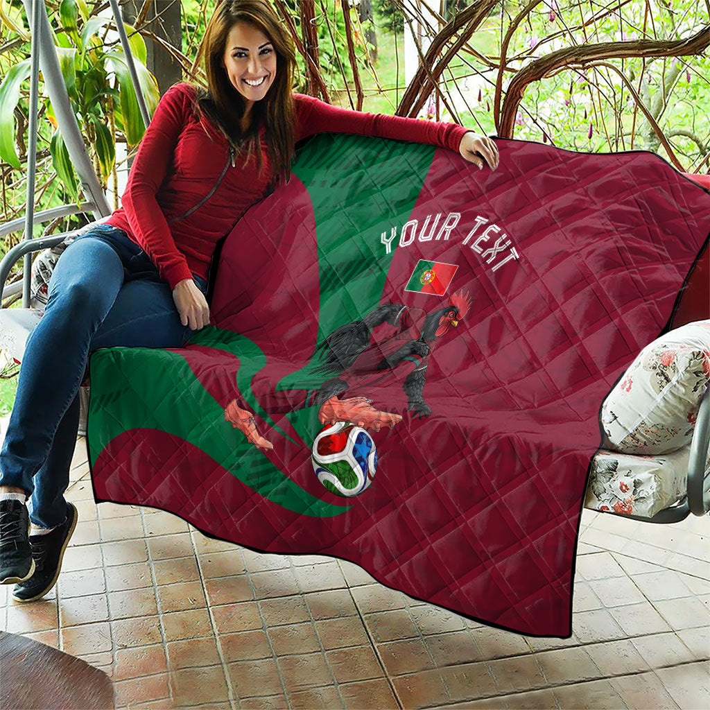 Personalized Portugal Football Selecao Das Quinas Quilt Iconic Soccer Player Illustration With Portugal Flag