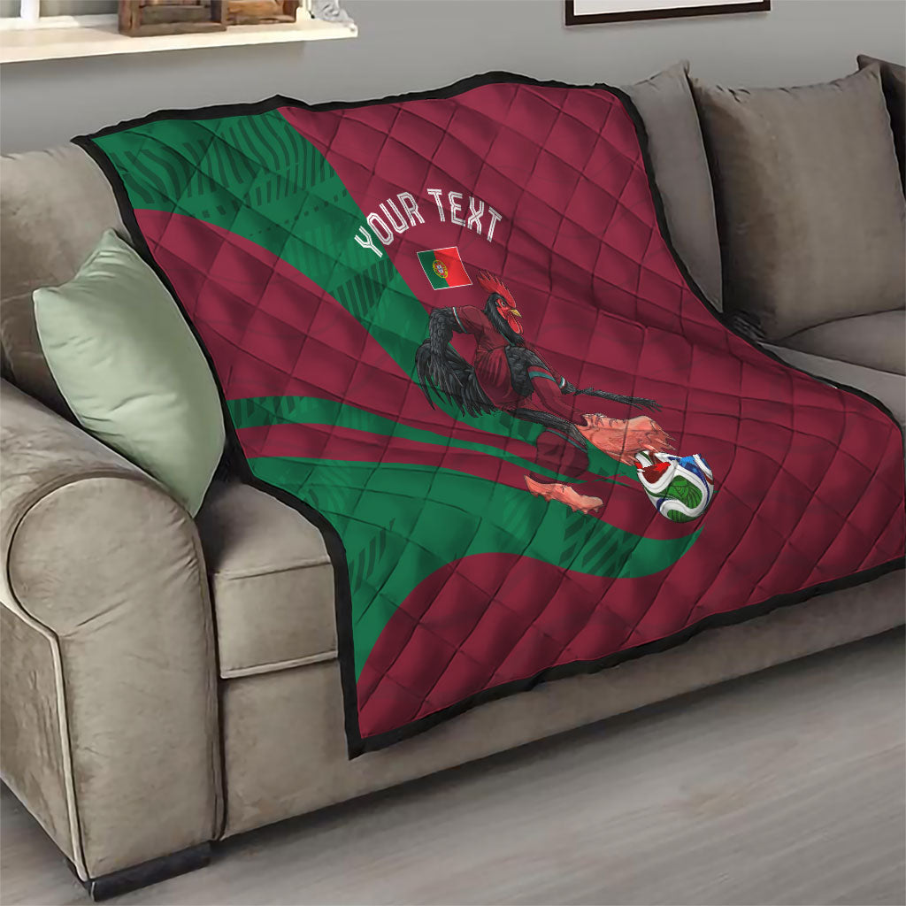 Personalized Portugal Football Selecao Das Quinas Quilt Iconic Soccer Player Illustration With Portugal Flag
