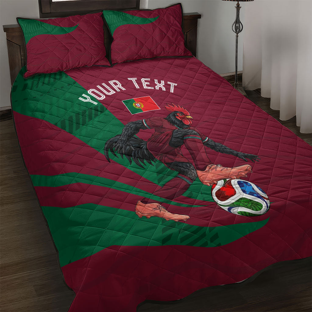 Personalized Portugal Football Selecao Das Quinas Quilt Bed Set Iconic Soccer Player Illustration With Portugal Flag