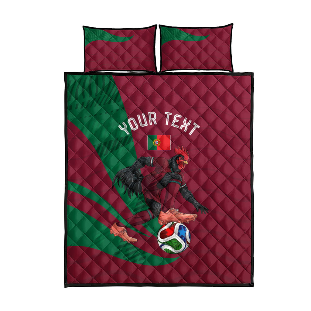 Personalized Portugal Football Selecao Das Quinas Quilt Bed Set Iconic Soccer Player Illustration With Portugal Flag