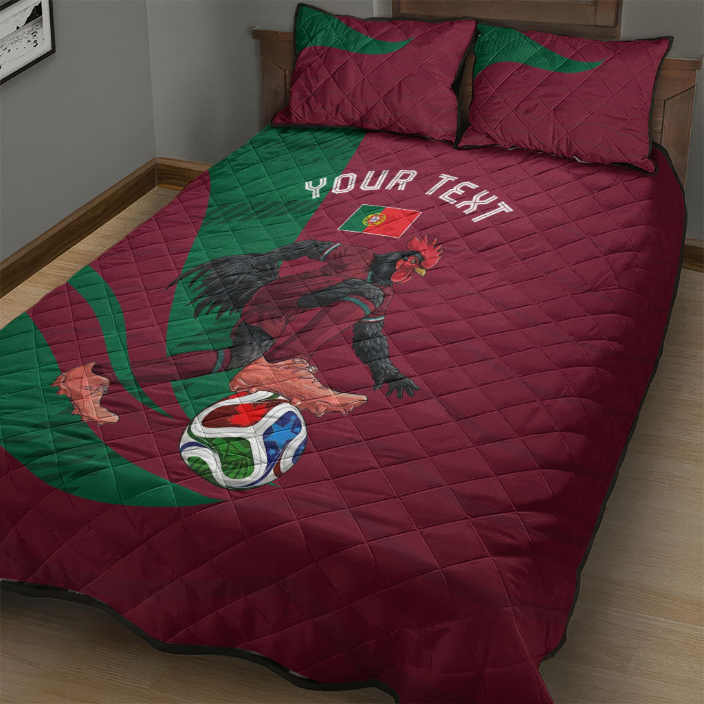 Personalized Portugal Football Selecao Das Quinas Quilt Bed Set Iconic Soccer Player Illustration With Portugal Flag