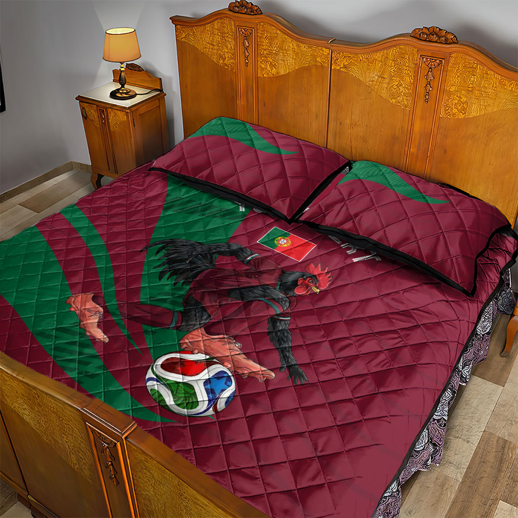 Personalized Portugal Football Selecao Das Quinas Quilt Bed Set Iconic Soccer Player Illustration With Portugal Flag