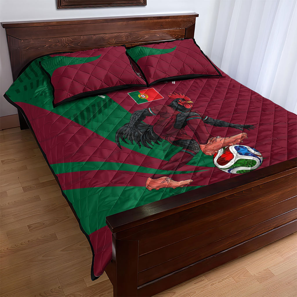 Personalized Portugal Football Selecao Das Quinas Quilt Bed Set Iconic Soccer Player Illustration With Portugal Flag