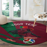 Personalized Portugal Football Selecao Das Quinas Round Carpet Iconic Soccer Player Illustration With Portugal Flag