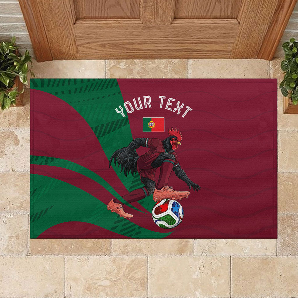 Personalized Portugal Football Selecao Das Quinas Rubber Doormat Iconic Soccer Player Illustration With Portugal Flag
