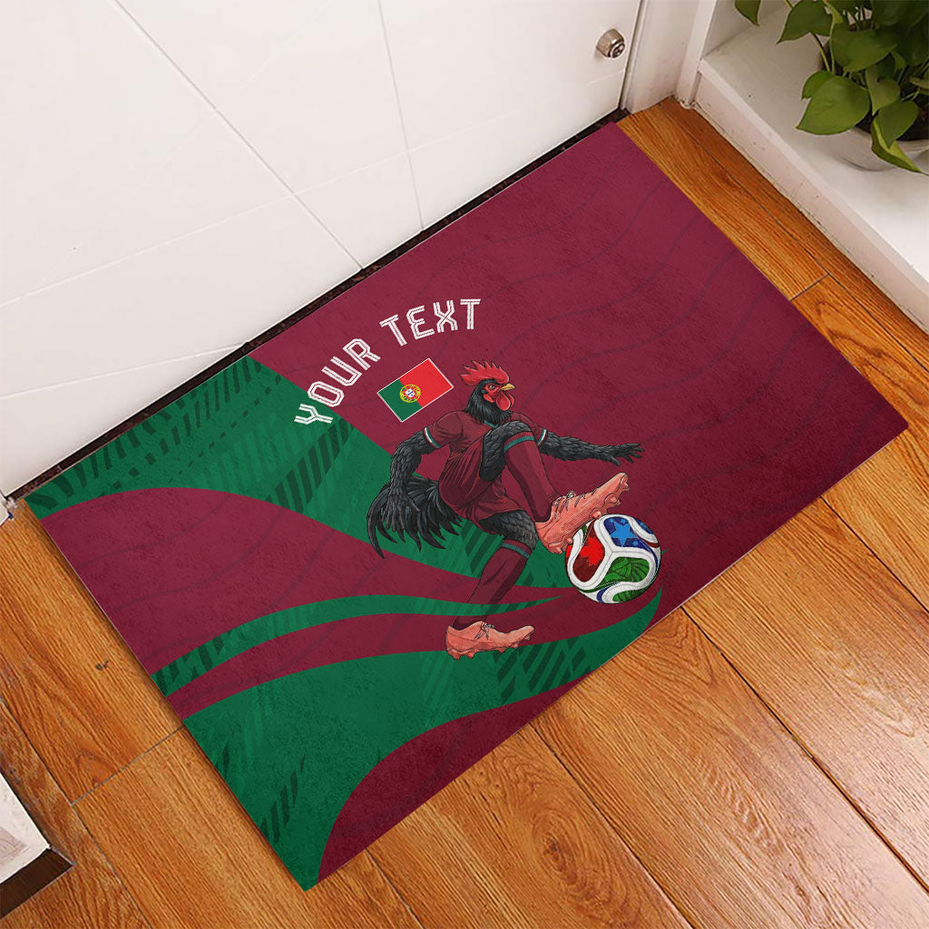 Personalized Portugal Football Selecao Das Quinas Rubber Doormat Iconic Soccer Player Illustration With Portugal Flag