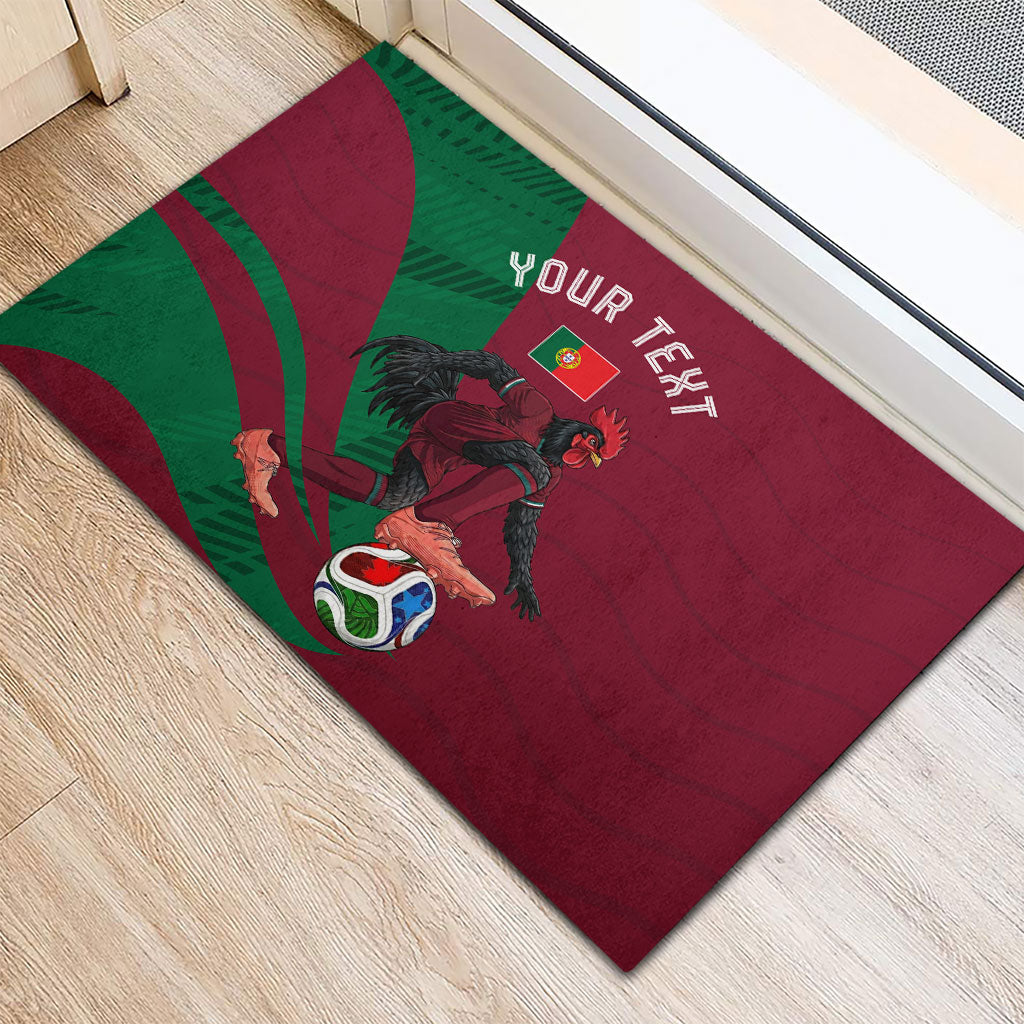 Personalized Portugal Football Selecao Das Quinas Rubber Doormat Iconic Soccer Player Illustration With Portugal Flag