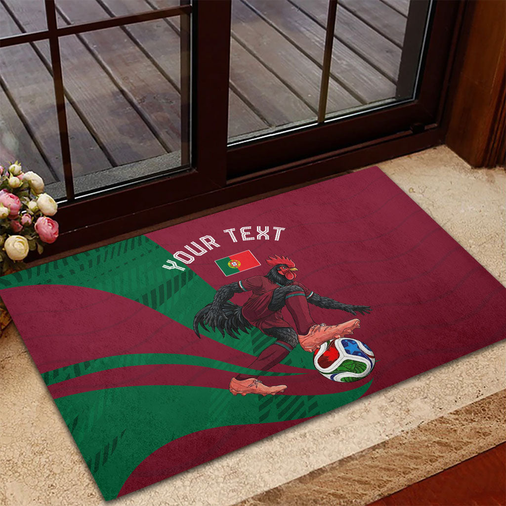 Personalized Portugal Football Selecao Das Quinas Rubber Doormat Iconic Soccer Player Illustration With Portugal Flag