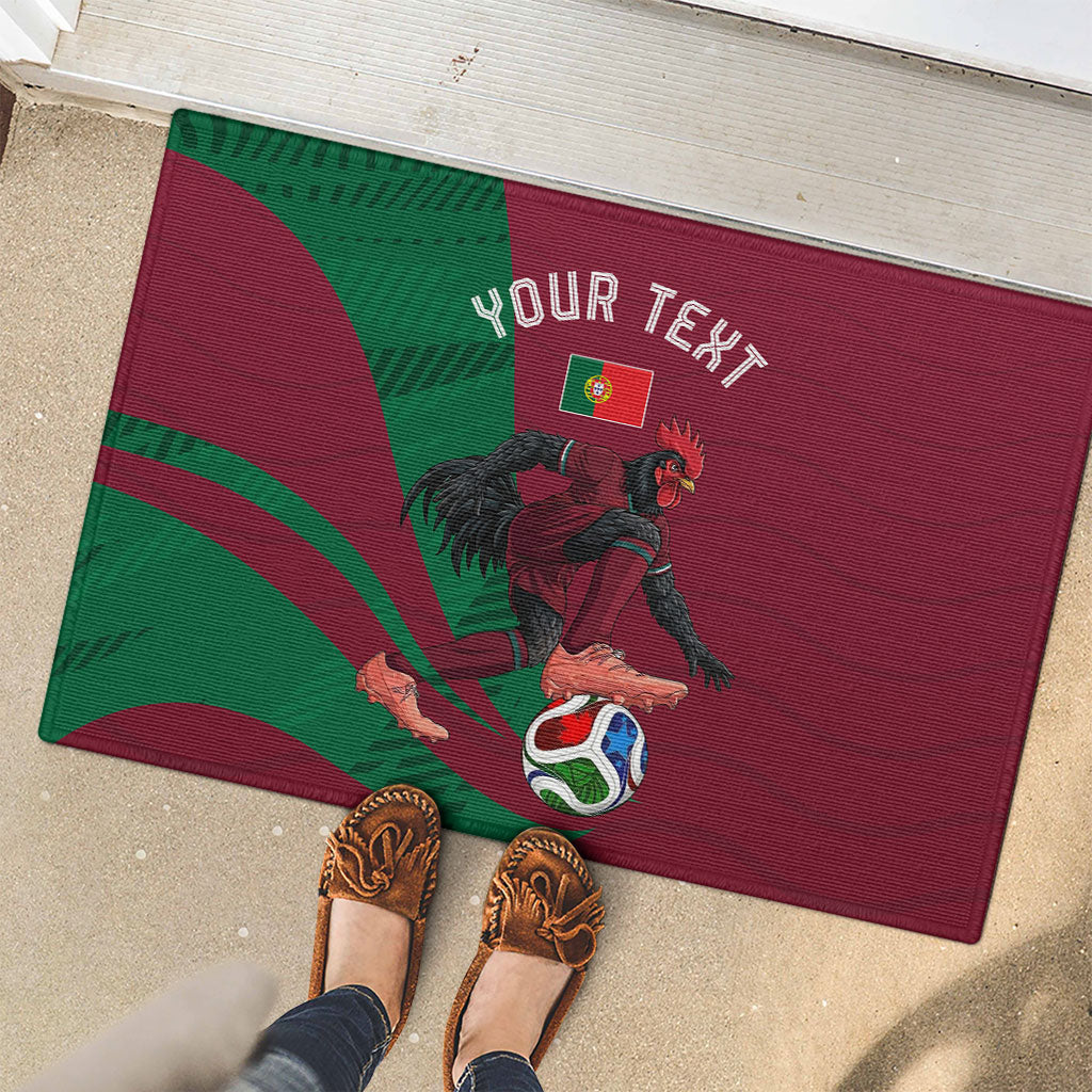 Personalized Portugal Football Selecao Das Quinas Rubber Doormat Iconic Soccer Player Illustration With Portugal Flag
