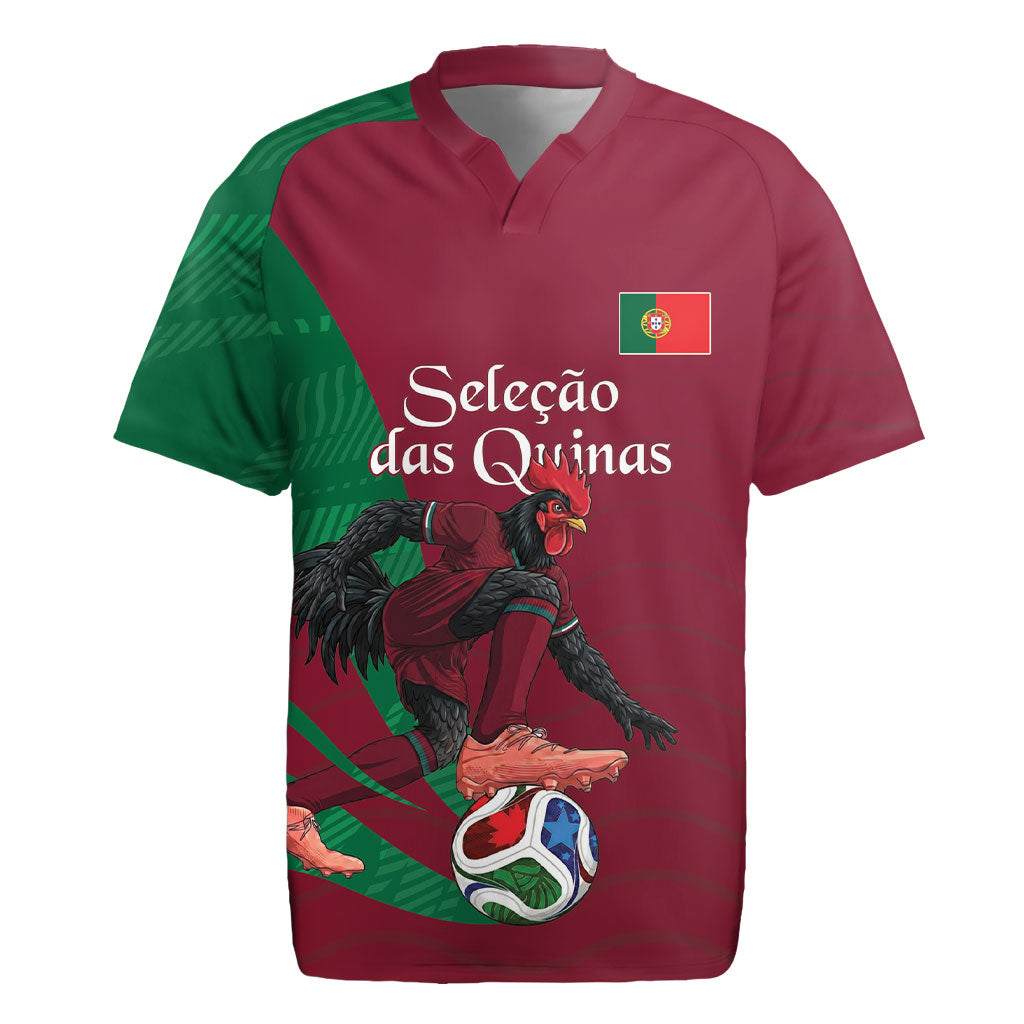 Personalized Portugal Football Selecao Das Quinas Rugby Jersey Iconic Soccer Player Illustration With Portugal Flag