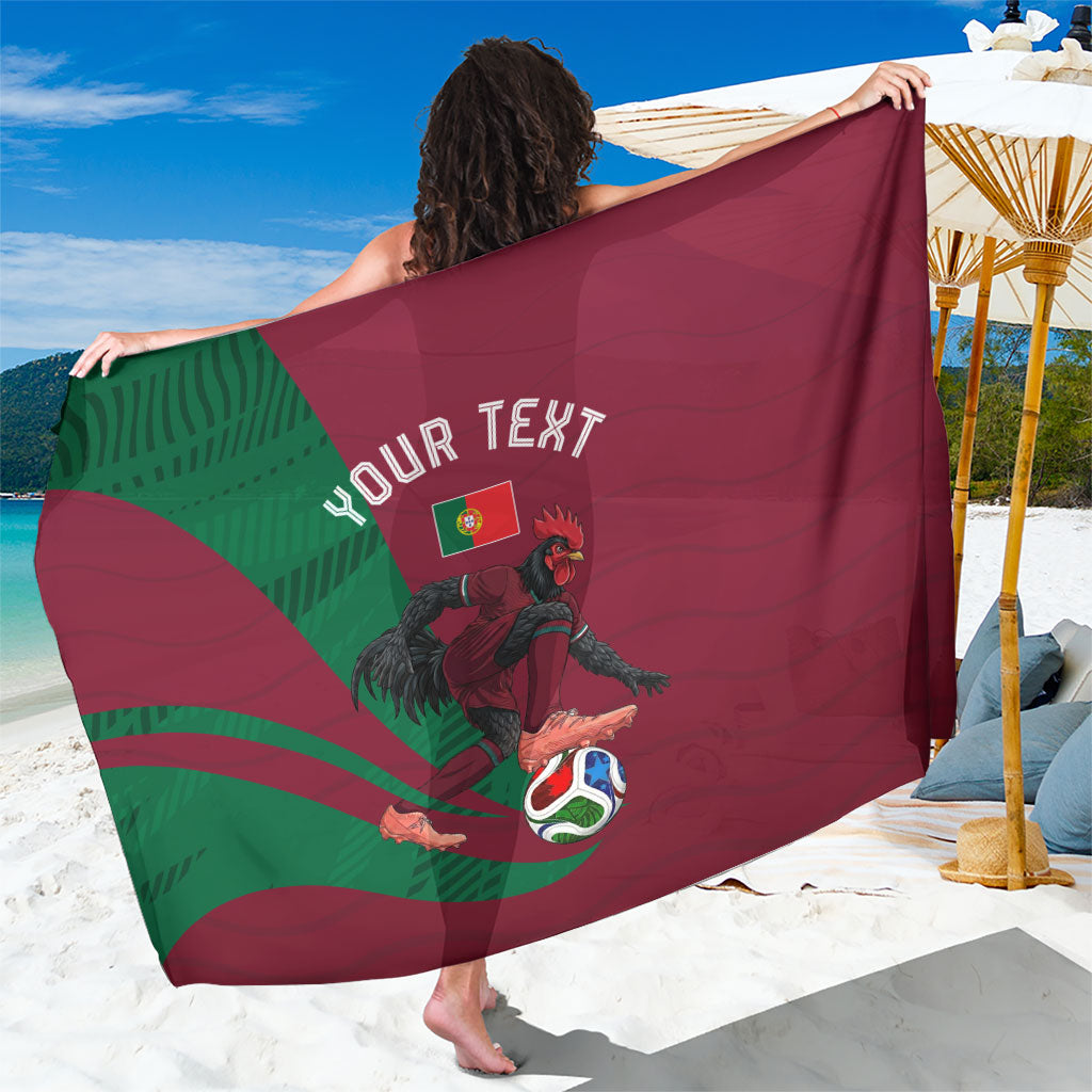 Personalized Portugal Football Selecao Das Quinas Sarong Iconic Soccer Player Illustration With Portugal Flag