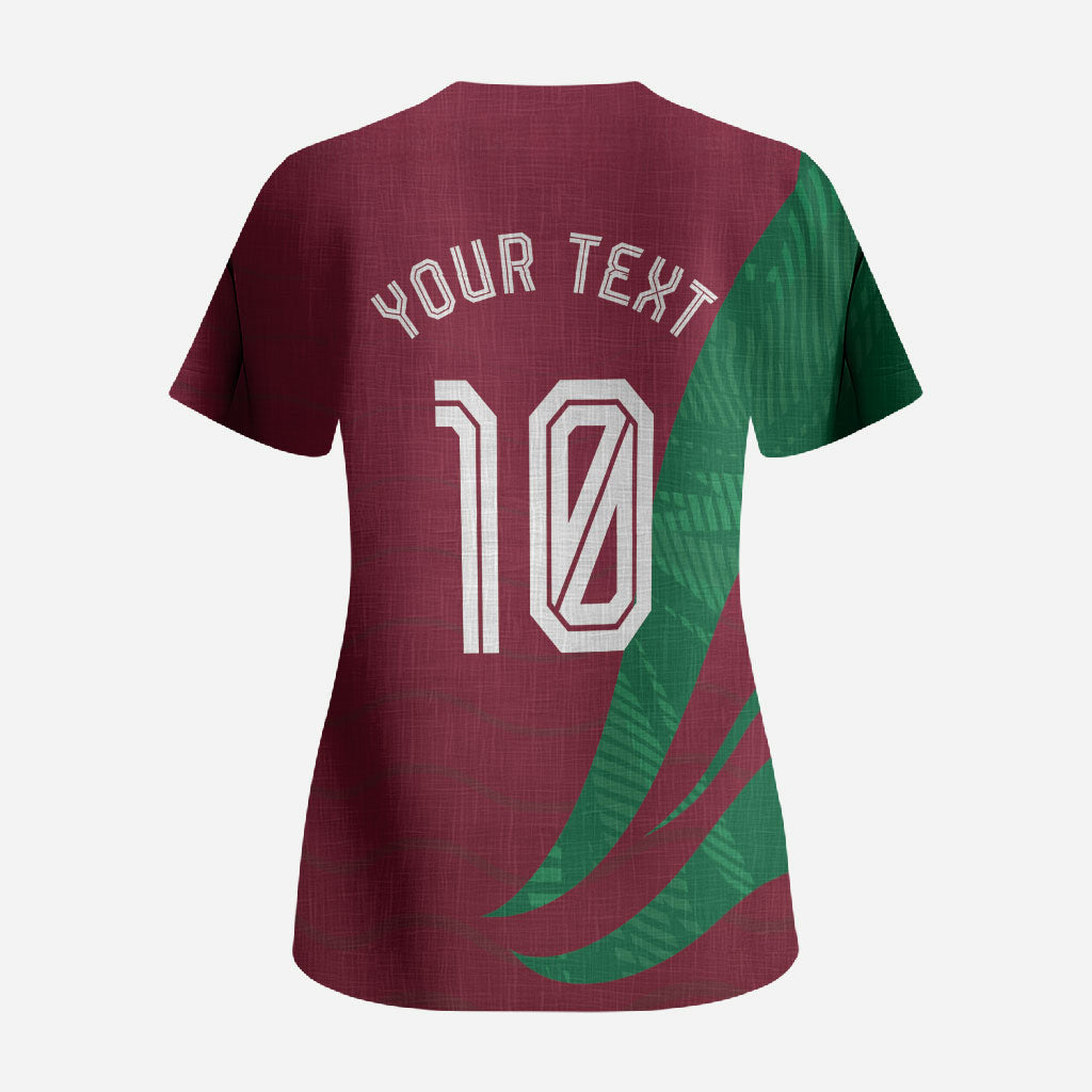 Personalized Portugal Football Selecao Das Quinas Scrub Top Iconic Soccer Player Illustration With Portugal Flag