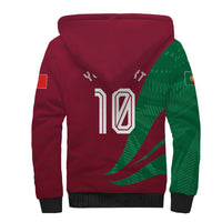 Personalized Portugal Football Selecao Das Quinas Sherpa Hoodie Iconic Soccer Player Illustration With Portugal Flag