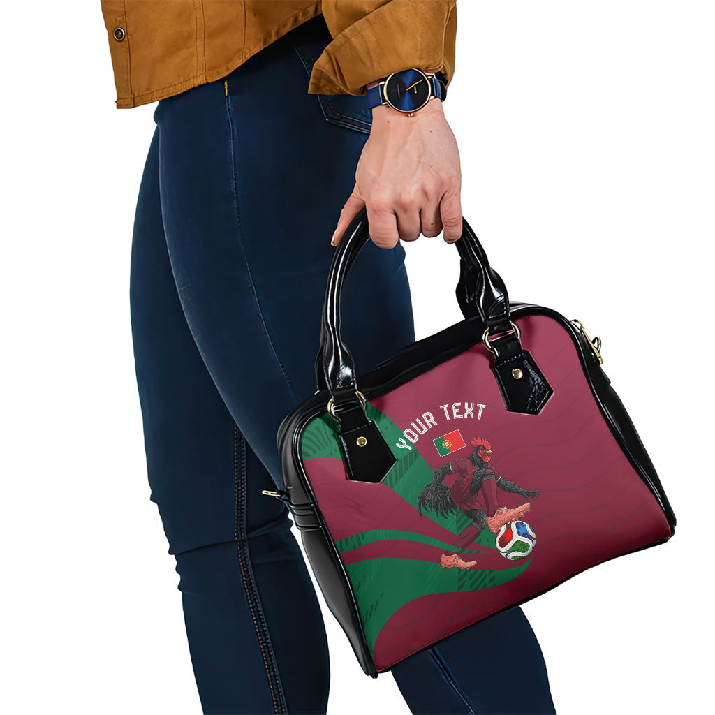 Personalized Portugal Football Selecao Das Quinas Shoulder Handbag Iconic Soccer Player Illustration With Portugal Flag