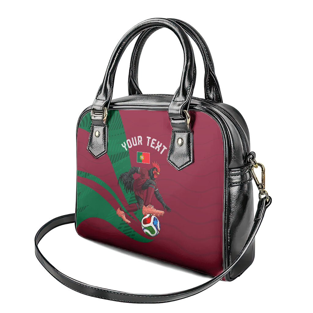 Personalized Portugal Football Selecao Das Quinas Shoulder Handbag Iconic Soccer Player Illustration With Portugal Flag
