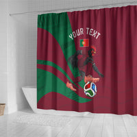 Personalized Portugal Football Selecao Das Quinas Shower Curtain Iconic Soccer Player Illustration With Portugal Flag