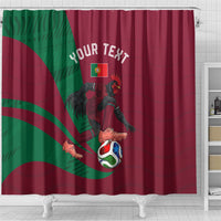 Personalized Portugal Football Selecao Das Quinas Shower Curtain Iconic Soccer Player Illustration With Portugal Flag