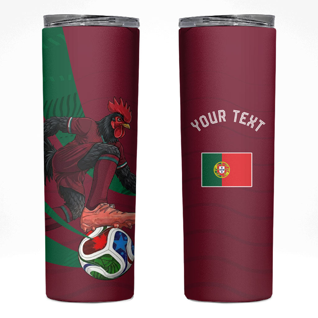 Personalized Portugal Football Selecao Das Quinas Skinny Tumbler Iconic Soccer Player Illustration With Portugal Flag
