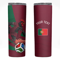 Personalized Portugal Football Selecao Das Quinas Skinny Tumbler Iconic Soccer Player Illustration With Portugal Flag