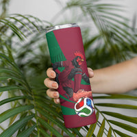 Personalized Portugal Football Selecao Das Quinas Skinny Tumbler Iconic Soccer Player Illustration With Portugal Flag