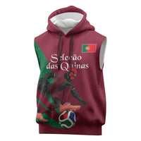 Personalized Portugal Football Selecao Das Quinas Sleeveless Hoodie Iconic Soccer Player Illustration With Portugal Flag