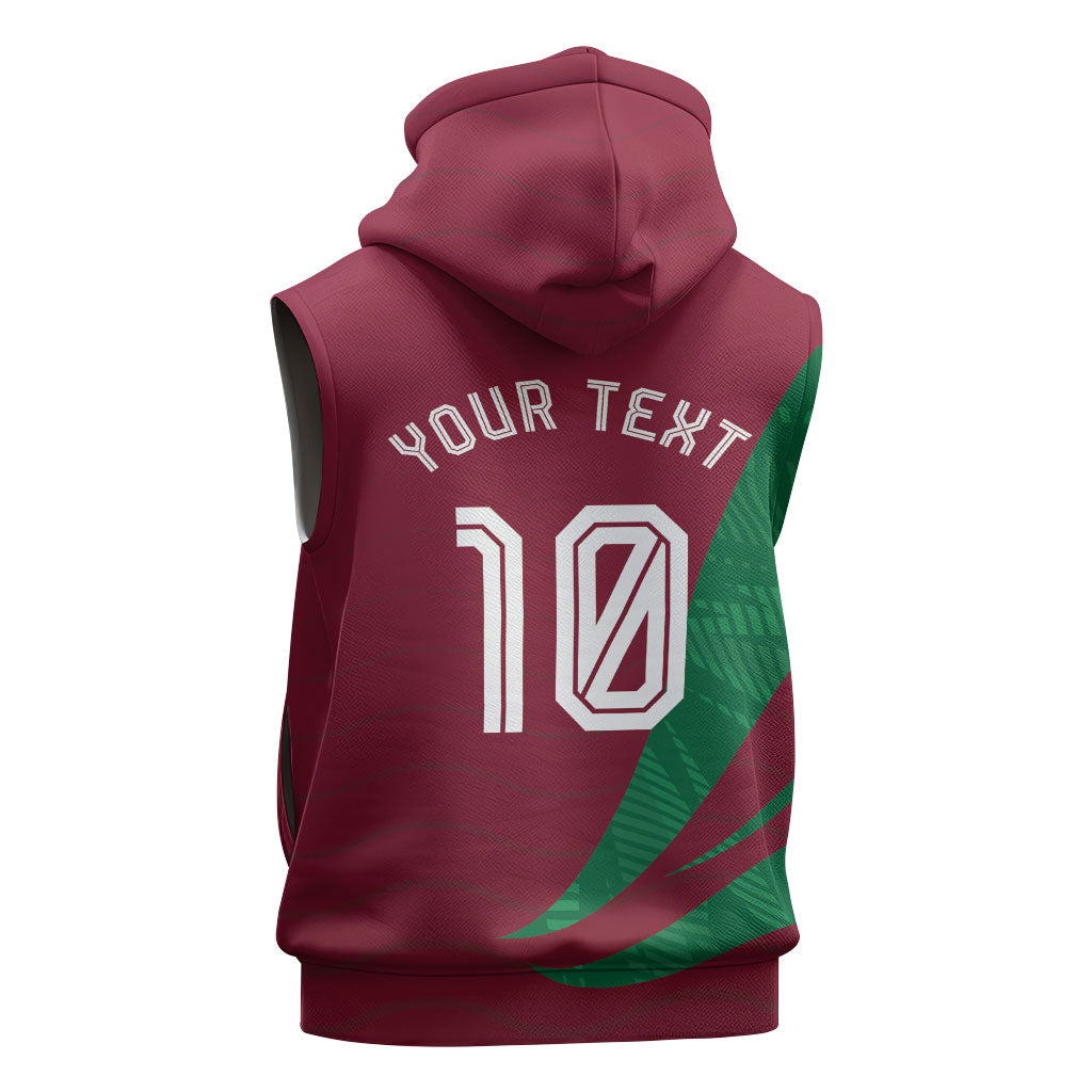 Personalized Portugal Football Selecao Das Quinas Sleeveless Hoodie Iconic Soccer Player Illustration With Portugal Flag
