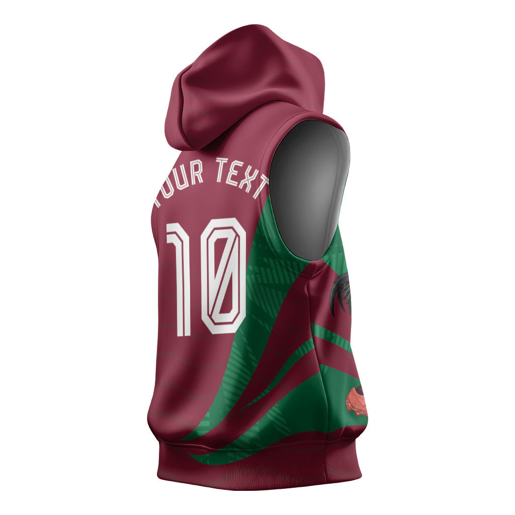 Personalized Portugal Football Selecao Das Quinas Sleeveless Hoodie Iconic Soccer Player Illustration With Portugal Flag